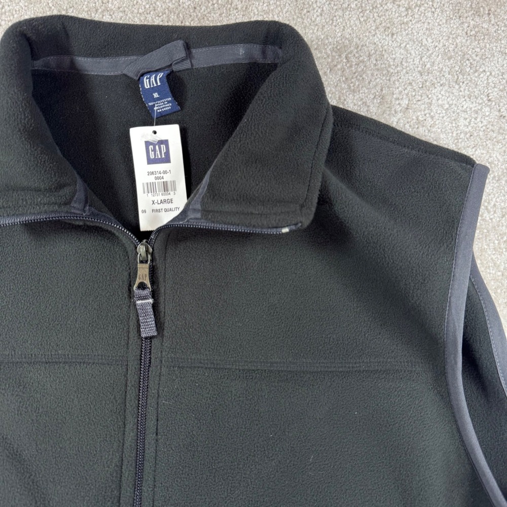 GAP Womens XL Black Full Zip Fleece Vest Mock Neck NWT 206314-00-1